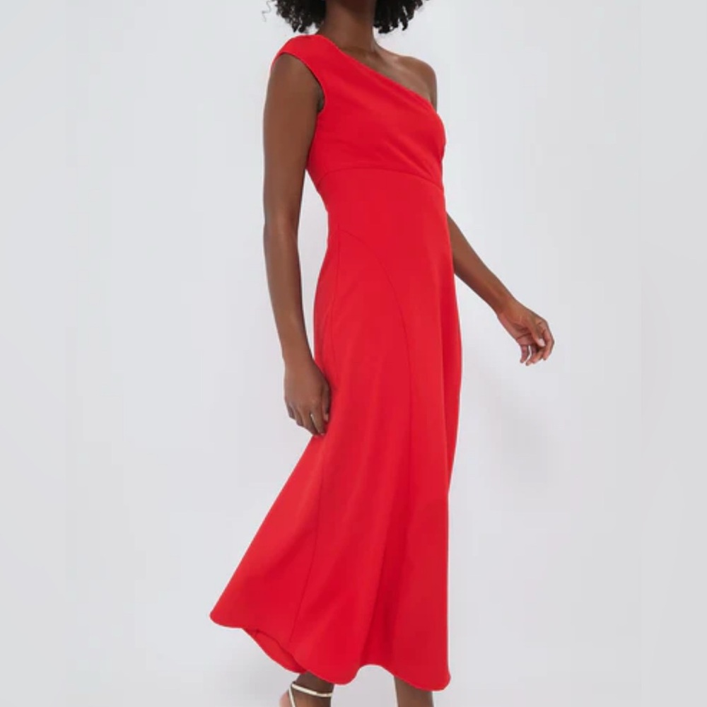 Tuckernuck x India hicks One shoulder Carmen midi dress size xs scarlet red